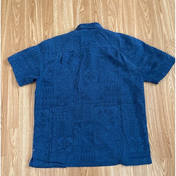 Quiksilver Waterman Collection Shirt Mens Hawaiian Button Up L/G Blue Polynesian - Picture 3 of 8